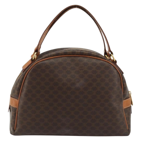 CELINE Macadam Canvas Hand Bag PVC Leather Brown Gold Auth YKZ1476A