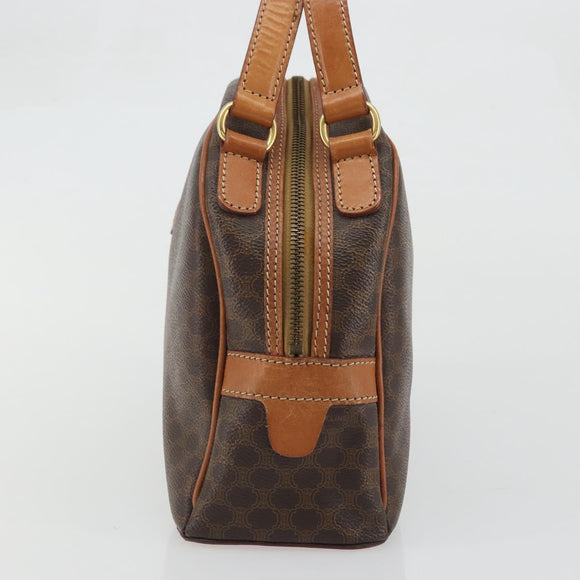 CELINE Macadam Canvas Hand Bag PVC Leather Brown Gold Auth YKZ1476A
