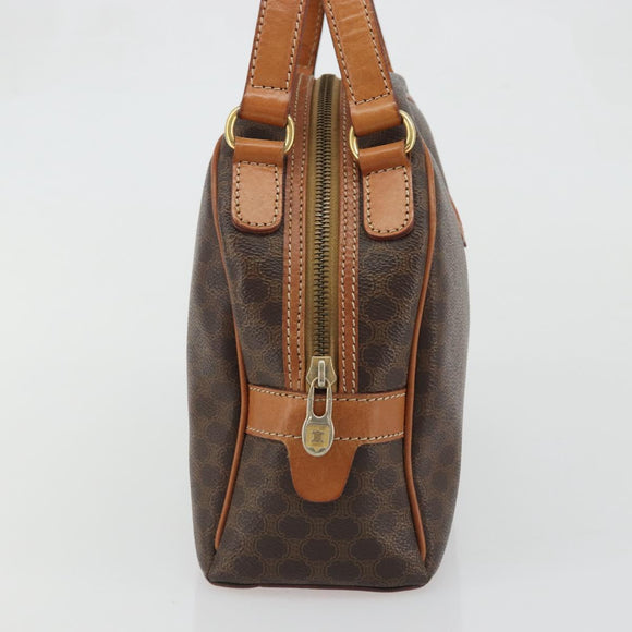 CELINE Macadam Canvas Hand Bag PVC Leather Brown Gold Auth YKZ1476A
