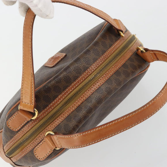 CELINE Macadam Canvas Hand Bag PVC Leather Brown Gold Auth YKZ1476A