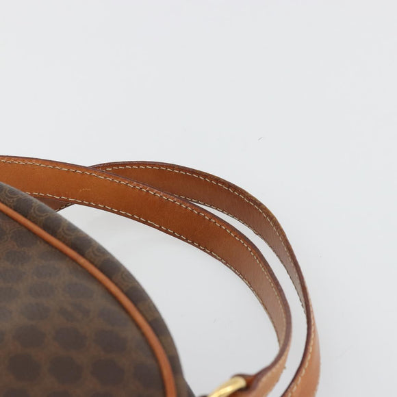 CELINE Macadam Canvas Hand Bag PVC Leather Brown Gold Auth YKZ1476A