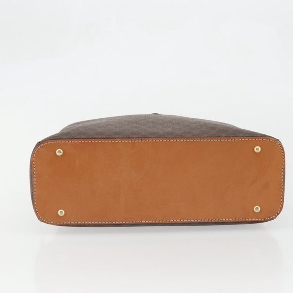 CELINE Macadam Canvas Hand Bag PVC Leather Brown Gold Auth YKZ1476A