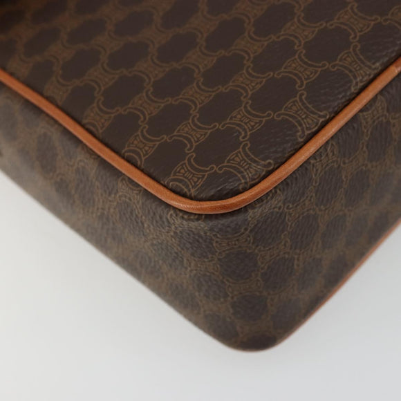 CELINE Macadam Canvas Shoulder Bag PVC Leather Brown Gold Auth YKZ1478A