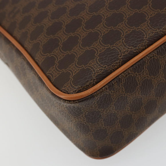 CELINE Macadam Canvas Shoulder Bag PVC Leather Brown Gold Auth YKZ1478A