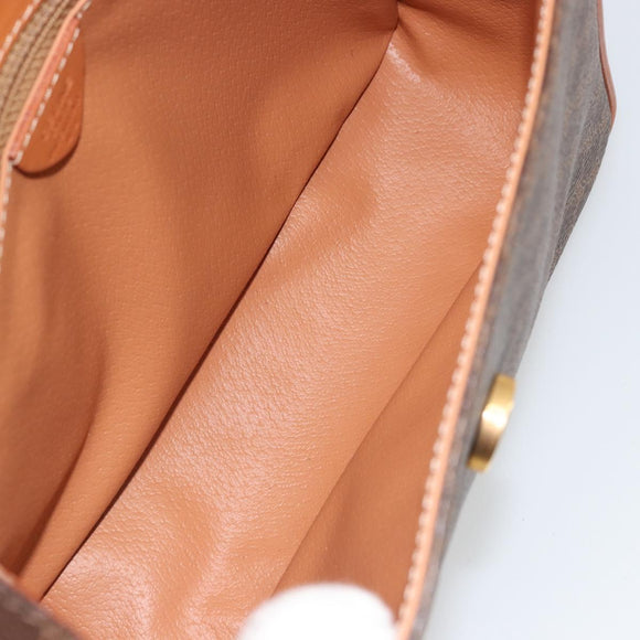 CELINE Macadam Canvas Shoulder Bag PVC Leather Brown Gold Auth YKZ1478A