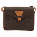 CELINE Macadam Canvas Shoulder Bag PVC Leather Brown Gold Auth YKZ1478A-13