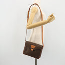 CELINE Macadam Canvas Shoulder Bag PVC Leather Brown Gold Auth YKZ1478A-22