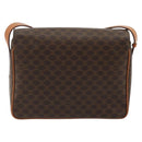 CELINE Macadam Canvas Shoulder Bag PVC Leather Brown Gold Auth YKZ1478A-2