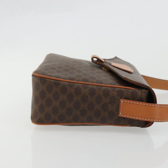 CELINE Macadam Canvas Shoulder Bag PVC Leather Brown Gold Auth YKZ1478A