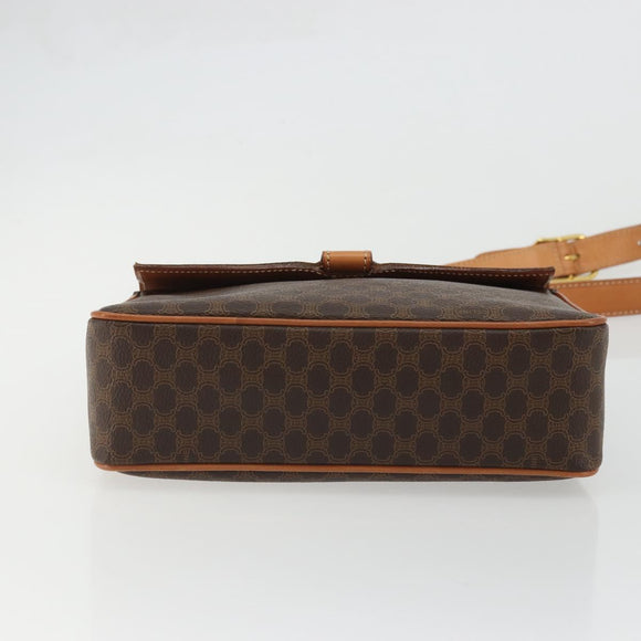 CELINE Macadam Canvas Shoulder Bag PVC Leather Brown Gold Auth YKZ1478A