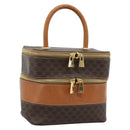 CELINE Macadam Canvas Vanity Hand Bag PVC Leather Brown Gold Auth YKZ1479A-1