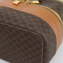 CELINE Macadam Canvas Vanity Hand Bag PVC Leather Brown Gold Auth YKZ1479A-14
