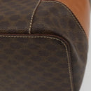 CELINE Macadam Canvas Vanity Hand Bag PVC Leather Brown Gold Auth YKZ1479A-16