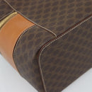 CELINE Macadam Canvas Vanity Hand Bag PVC Leather Brown Gold Auth YKZ1479A-17