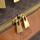 CELINE Macadam Canvas Vanity Hand Bag PVC Leather Brown Gold Auth YKZ1479A-9