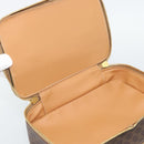CELINE Macadam Canvas Vanity Hand Bag PVC Leather Brown Gold Auth YKZ1479A-19