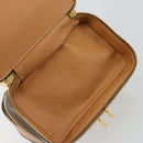 CELINE Macadam Canvas Vanity Hand Bag PVC Leather Brown Gold Auth YKZ1479A-19