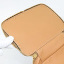 CELINE Macadam Canvas Vanity Hand Bag PVC Leather Brown Gold Auth YKZ1479A-20