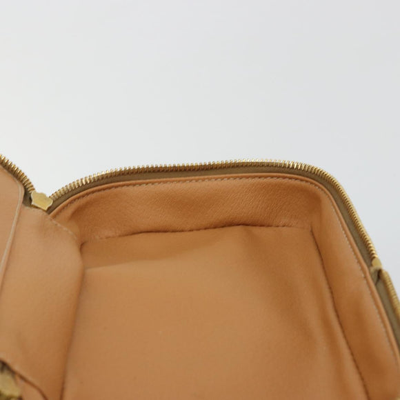 CELINE Macadam Canvas Vanity Hand Bag PVC Leather Brown Gold Auth YKZ1479A