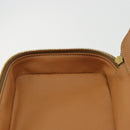 CELINE Macadam Canvas Vanity Hand Bag PVC Leather Brown Gold Auth YKZ1479A-21