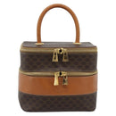 CELINE Macadam Canvas Vanity Hand Bag PVC Leather Brown Gold Auth YKZ1479A-13