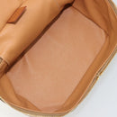 CELINE Macadam Canvas Vanity Hand Bag PVC Leather Brown Gold Auth YKZ1479A-11