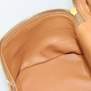CELINE Macadam Canvas Vanity Hand Bag PVC Leather Brown Gold Auth YKZ1479A-11