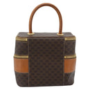 CELINE Macadam Canvas Vanity Hand Bag PVC Leather Brown Gold Auth YKZ1479A-2