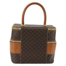 CELINE Macadam Canvas Vanity Hand Bag PVC Leather Brown Gold Auth YKZ1479A-2