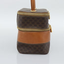 CELINE Macadam Canvas Vanity Hand Bag PVC Leather Brown Gold Auth YKZ1479A-3