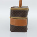 CELINE Macadam Canvas Vanity Hand Bag PVC Leather Brown Gold Auth YKZ1479A-4