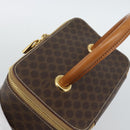 CELINE Macadam Canvas Vanity Hand Bag PVC Leather Brown Gold Auth YKZ1479A-6