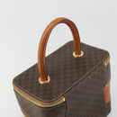 CELINE Macadam Canvas Vanity Hand Bag PVC Leather Brown Gold Auth YKZ1479A-6