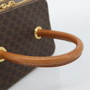 CELINE Macadam Canvas Vanity Hand Bag PVC Leather Brown Gold Auth YKZ1479A-7