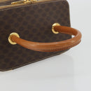 CELINE Macadam Canvas Vanity Hand Bag PVC Leather Brown Gold Auth YKZ1479A-7