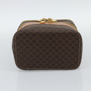 CELINE Macadam Canvas Vanity Hand Bag PVC Leather Brown Gold Auth YKZ1479A-5