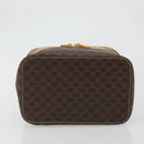 CELINE Macadam Canvas Vanity Hand Bag PVC Leather Brown Gold Auth YKZ1479A-5