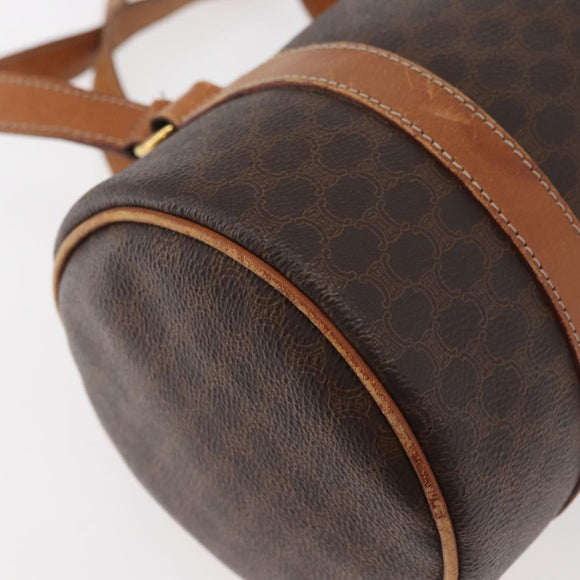 CELINE Macadam Canvas Umhängetasche PVC Leder Braun Gold Auth YKZ1480