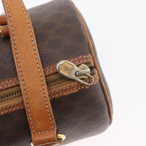CELINE Macadam Canvas Umhängetasche PVC Leder Braun Gold Auth YKZ1480