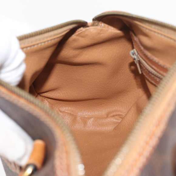 CELINE Macadam Canvas Umhängetasche PVC Leder Braun Gold Auth YKZ1480