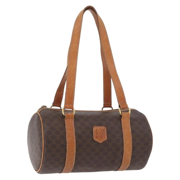 CELINE Macadam Canvas Umhängetasche PVC Leder Braun Gold Auth YKZ1480