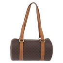 CELINE Macadam Canvas Umhängetasche PVC Leder Braun Gold Auth YKZ1480-2