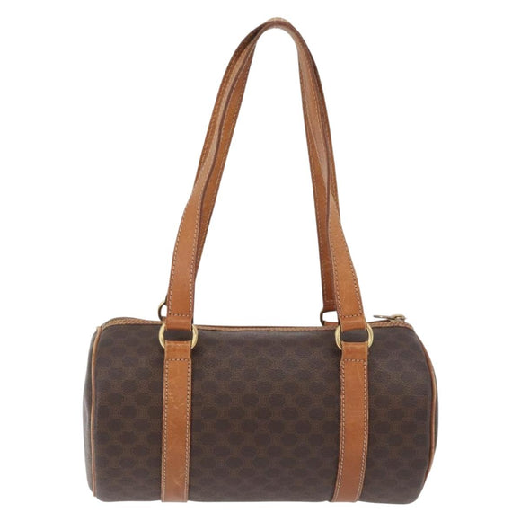 CELINE Macadam Canvas Umhängetasche PVC Leder Braun Gold Auth YKZ1480