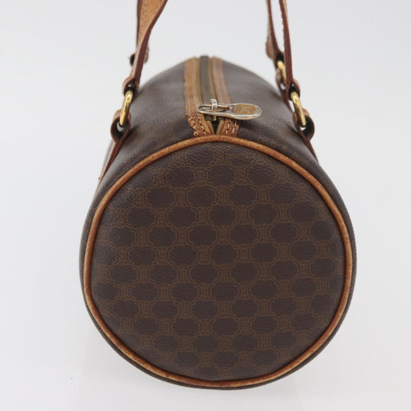 CELINE Macadam Canvas Umhängetasche PVC Leder Braun Gold Auth YKZ1480