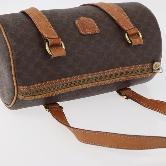 CELINE Macadam Canvas Umhängetasche PVC Leder Braun Gold Auth YKZ1480