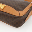 CELINE Macadam Canvas Shoulder Bag PVC Leather Brown Gold Auth YKZ1481-9
