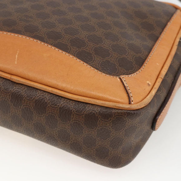 CELINE Macadam Canvas Shoulder Bag PVC Leather Brown Gold Auth YKZ1481