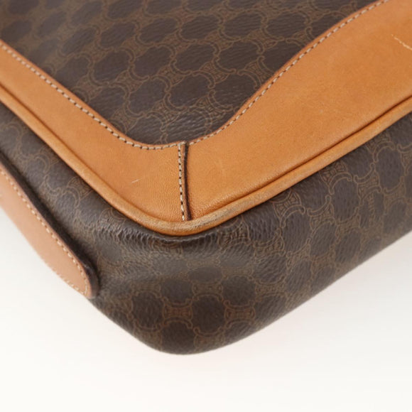 CELINE Macadam Canvas Shoulder Bag PVC Leather Brown Gold Auth YKZ1481