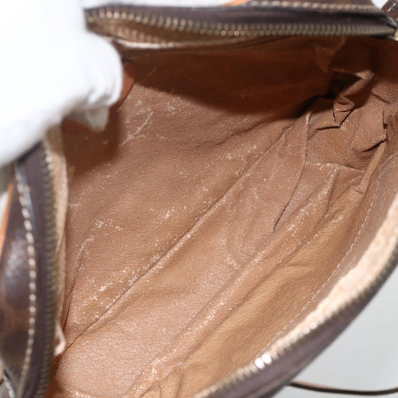 CELINE Macadam Canvas Shoulder Bag PVC Leather Brown Gold Auth YKZ1481