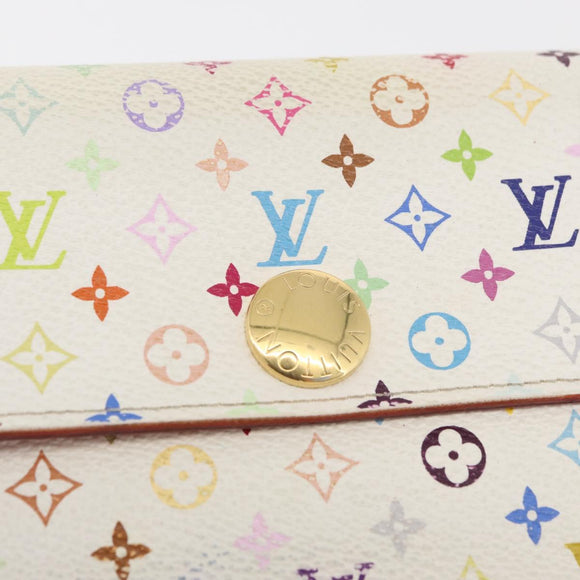 LOUIS VUITTON Multicolor Portefeuille Sarah Wallet White M93532 LV Auth YKZ1484